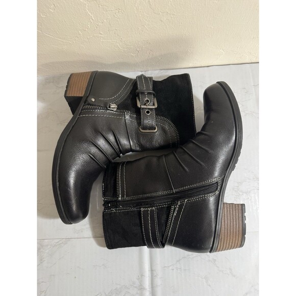 Y2K Style EARTH Origin BLACK LEATHER BOOTS SIZE 7.5M $149 - Picture 2 of 7